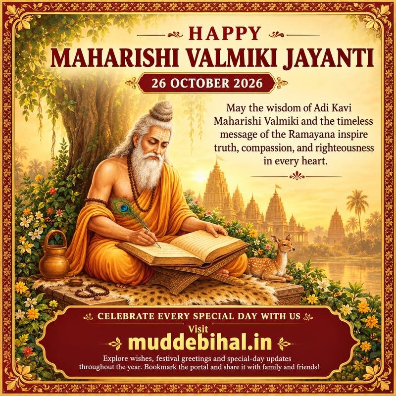 🙏✨ ಶ್ರೀ ಮಹರ್ಷಿ ವಾಲ್ಮೀಕಿ ಜಯಂತಿಯ ಹಾರ್ದಿಕ ಶುಭಾಶಯಗಳು! ✨🙏